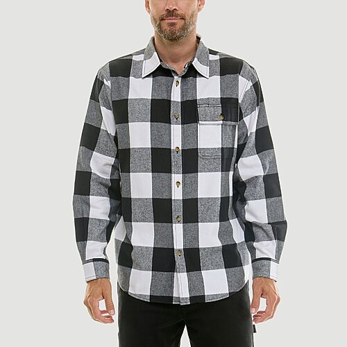 Hallstatt Mens Long Sleeve Regular Fit Flannel Shirt, Large, White