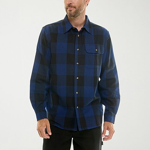 Hallstatt Mens Long Sleeve Regular Fit Flannel Shirt, Medium, Blue