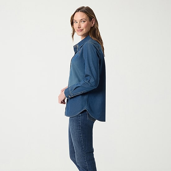 Gloria Vanderbilt Womens Long Sleeve Regular Fit Button-Down Shirt
