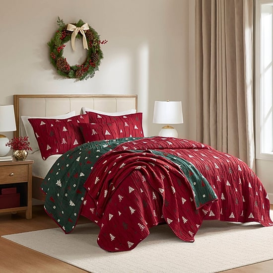 Madison Park Holly Christmas Printed 3-pc. Quilt Set