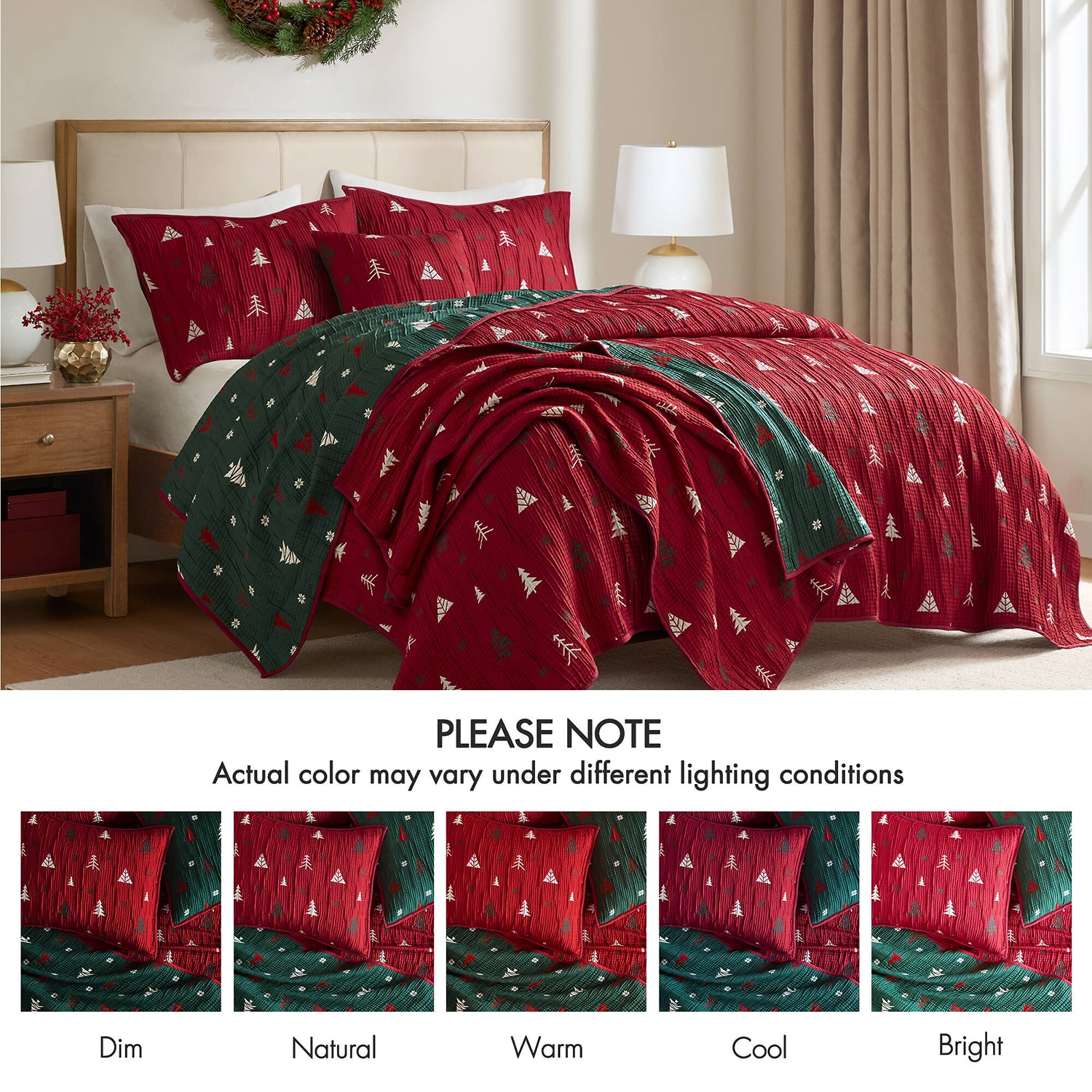 Madison Park Holly Christmas Printed 3-pc. Quilt Set