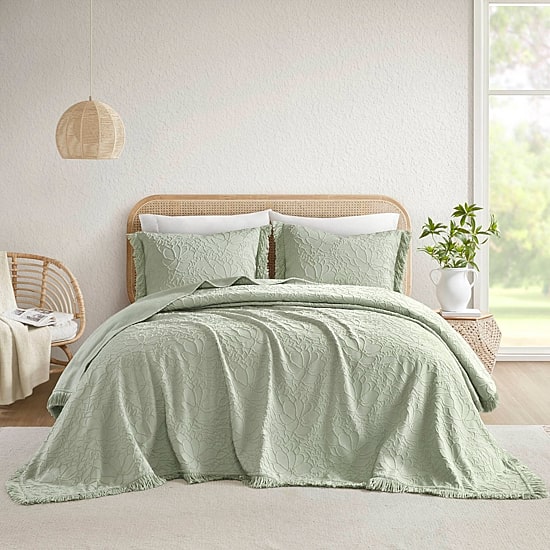 Madison Park Esme Floral Tufting Chenille 3-pc. Easy Care Bedspread Set