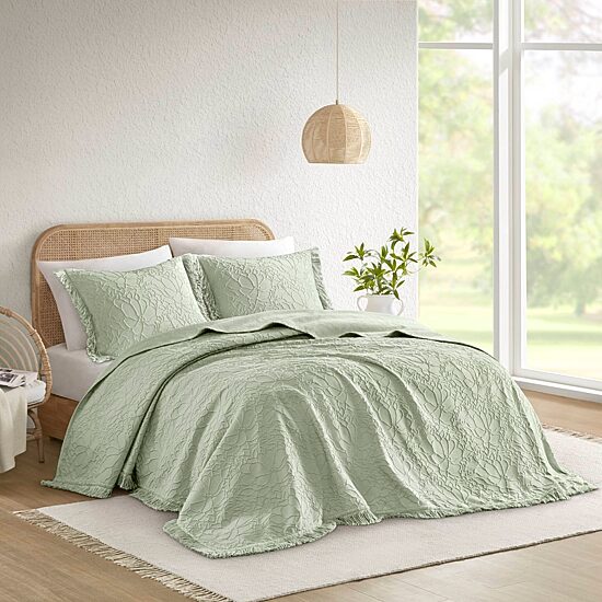 Madison Park Esme Floral Tufting Chenille 3-pc. Easy Care Bedspread Set
