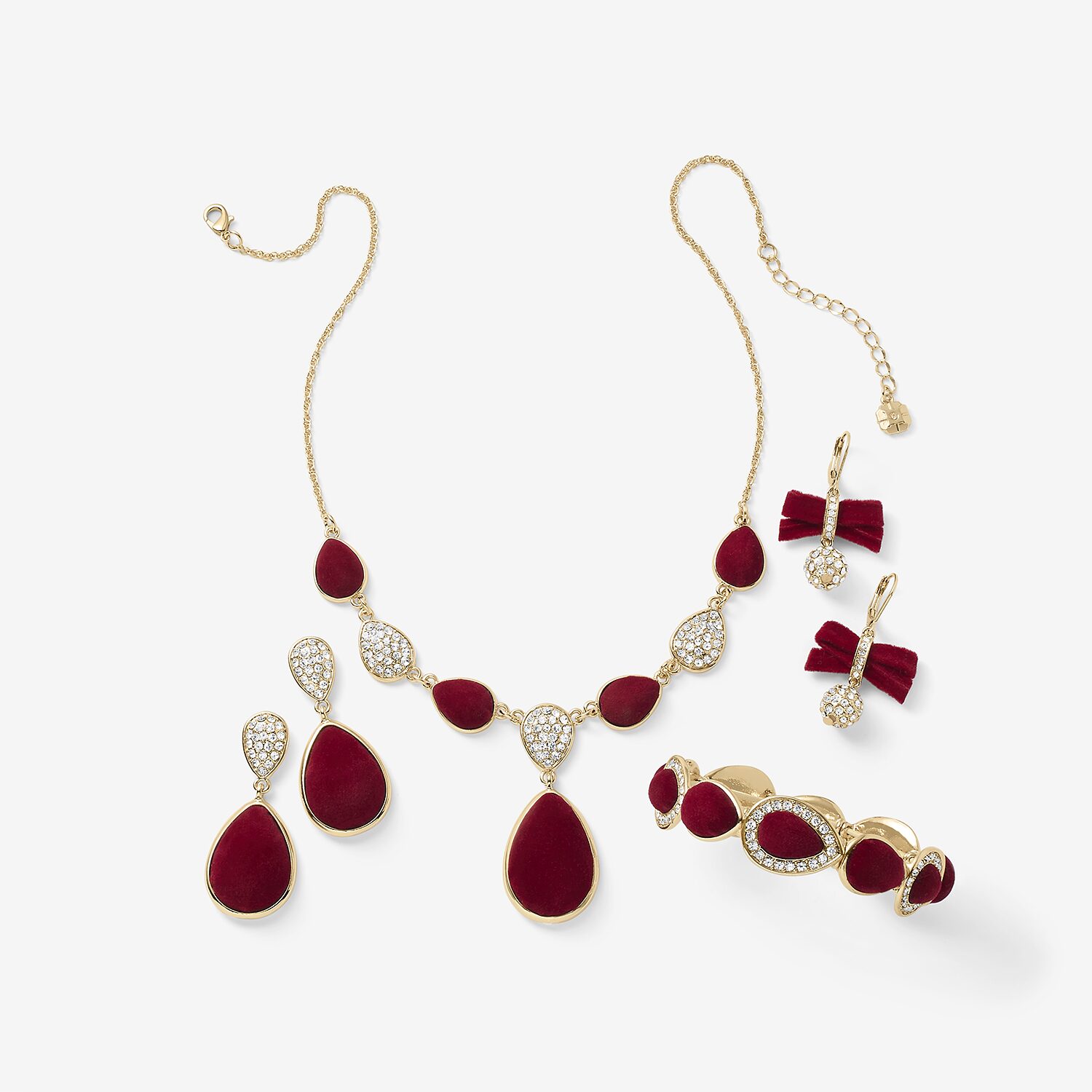 Monet Jewelry Gold Tone Velvet Womens Glass Hypoallergenic Drop Earrings