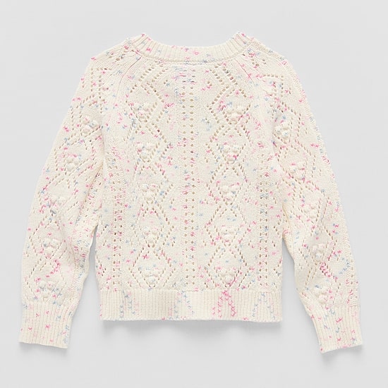 Okie Dokie Toddler & Little Girls Round Neck Long Sleeve Button Cardigan