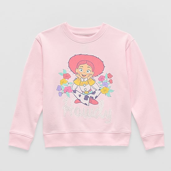 Disney Collection Little & Big Kid Girls Crew Neck Fleece Long Sleeve Jessie Toy Story Sweatshirt