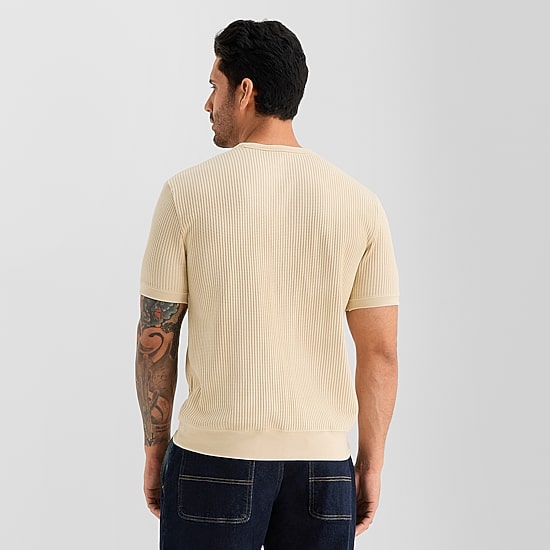 mutual weave Chunky Thermal Mens Crew Neck Short Sleeve T-Shirt