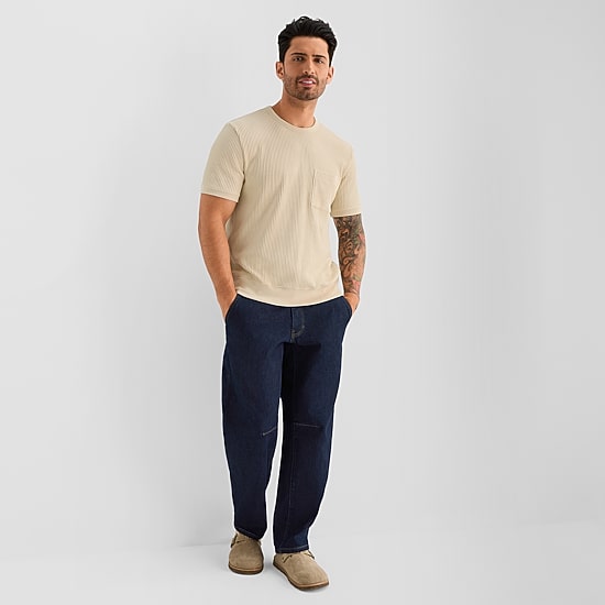 mutual weave Chunky Thermal Mens Crew Neck Short Sleeve T-Shirt