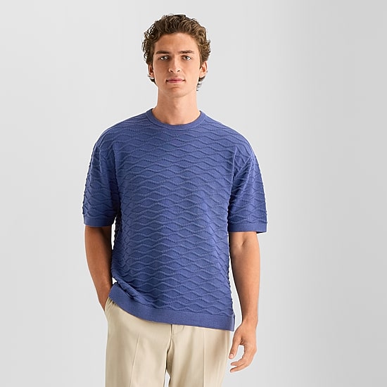 J. Ferrar Textured Mens Crew Neck Short Sleeve Pullover Sweater