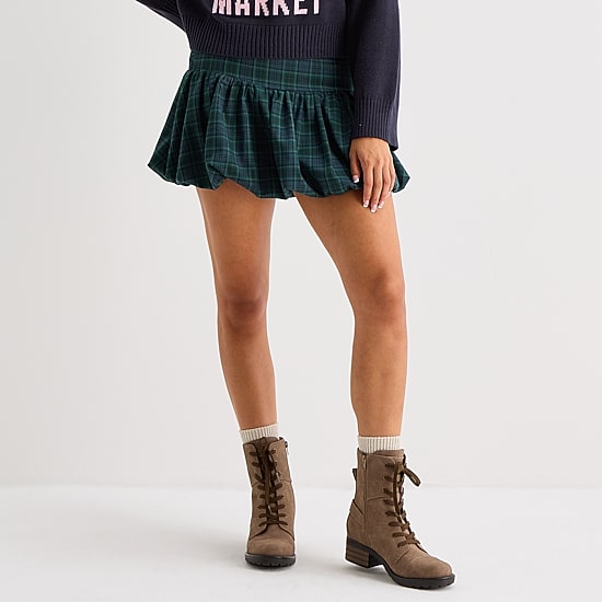 Arizona Bubble Womens Juniors Mid Rise A-Line Skirt