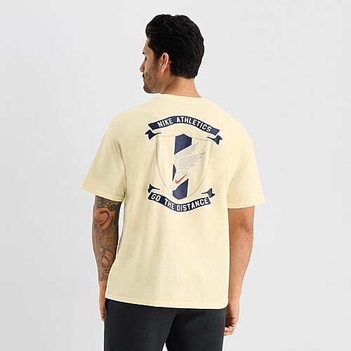 Nike Mens Crew Neck Short Sleeve Regular Fit Graphic T-Shirt, Large, Beige