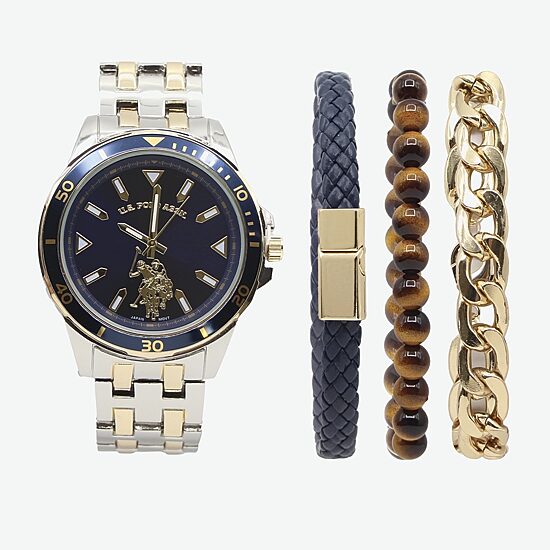 U.S. Polo Assn. Mens Two Tone 4-pc. Watch Boxed Set Usc20295jc