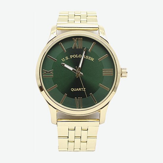 U.S. Polo Assn. Mens Gold Tone Watch Boxed Set Usc80943jc