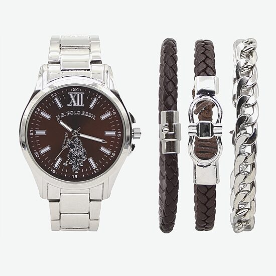 U.S. Polo Assn. Mens Silver Tone Strap Watch Usc20249jc