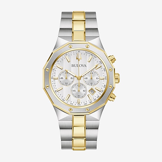 Bulova Prestige Mens Chronograph Two Tone Stainless Steel Bracelet Watch 98b450