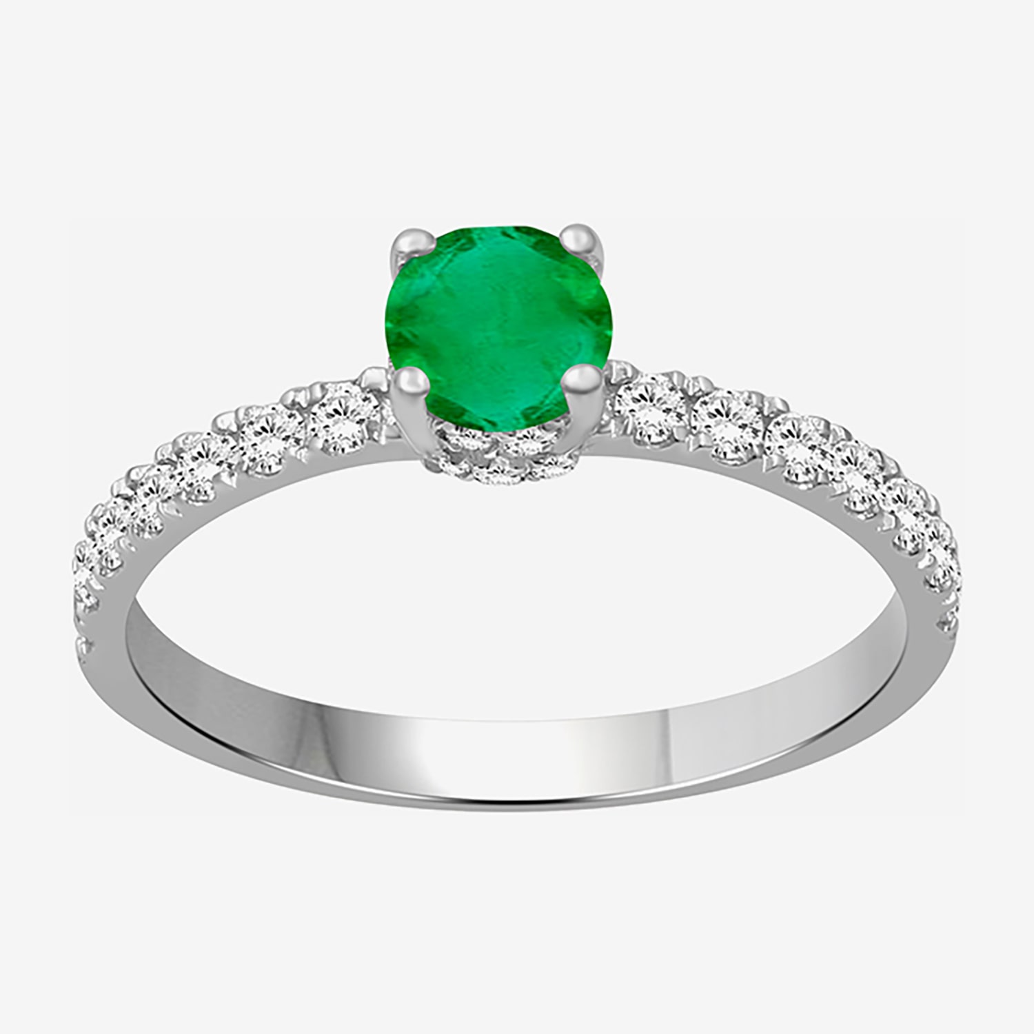 Womens 2 CT. T.W. Genuine Green Emerald 10K Gold Round Cocktail Ring