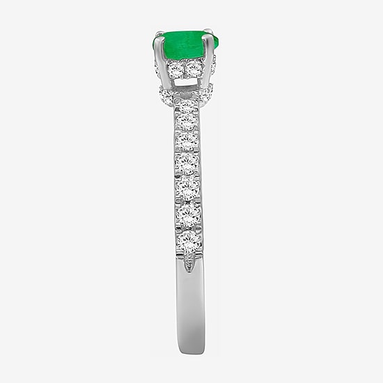 Womens 2 CT. T.W. Genuine Green Emerald 10K Gold Round Cocktail Ring