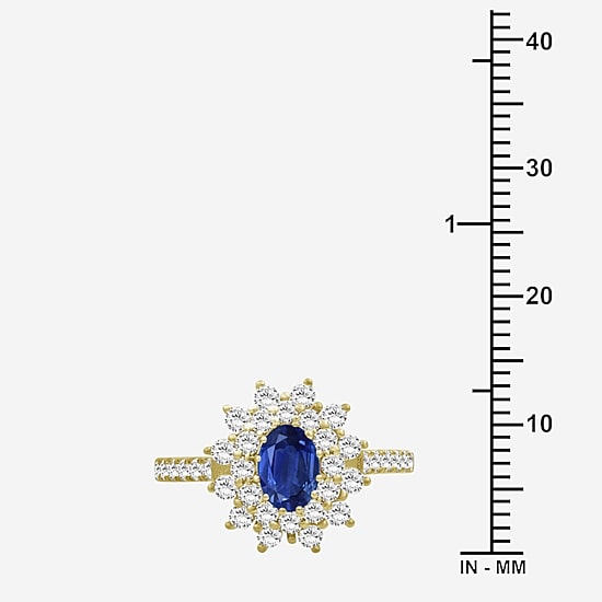 Womens 3 3/4 CT. T.W. Genuine Blue Sapphire 10K Gold Oval Halo Cocktail Ring