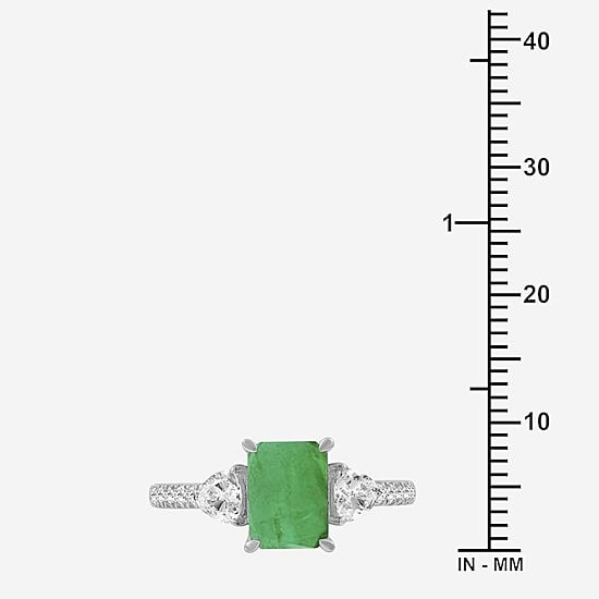 Womens 2 3/4 CT. T.W. Genuine Green Emerald 10K Gold 3-Stone Cocktail Ring