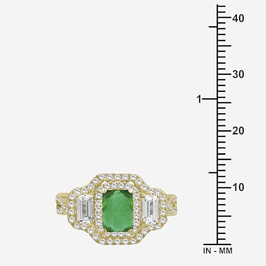 Womens 5 5/8 Ct. T.W. Genuine Green Emerald 10K Gold Halo Cocktail Ring