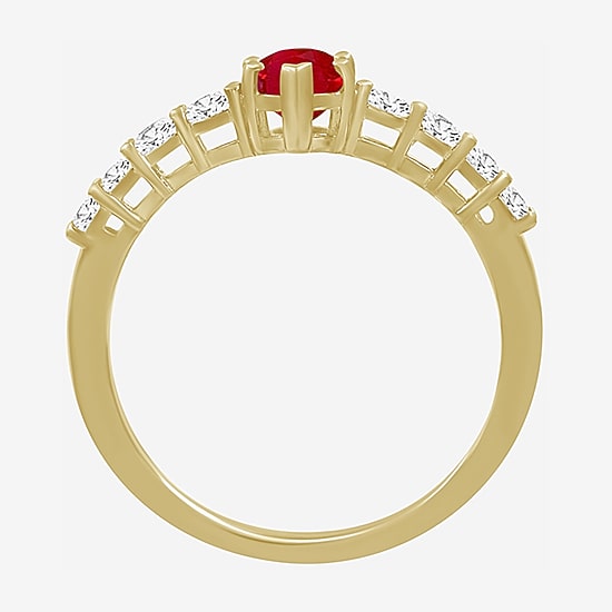 Womens 2 1/2 CT. T.W. Genuine Red Ruby 10K Gold Pear Cocktail Ring