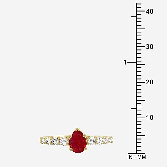 Womens 2 1/2 CT. T.W. Genuine Red Ruby 10K Gold Pear Cocktail Ring