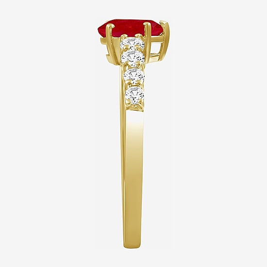 Womens 2 1/2 CT. T.W. Genuine Red Ruby 10K Gold Pear Cocktail Ring