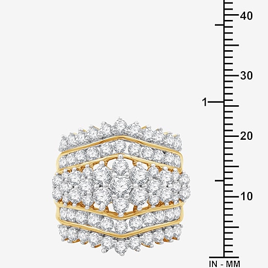 (G, Si1-Si2) Womens 3 CT. T.W. Lab Grown White Diamond 10K Gold Cluster Cocktail Ring