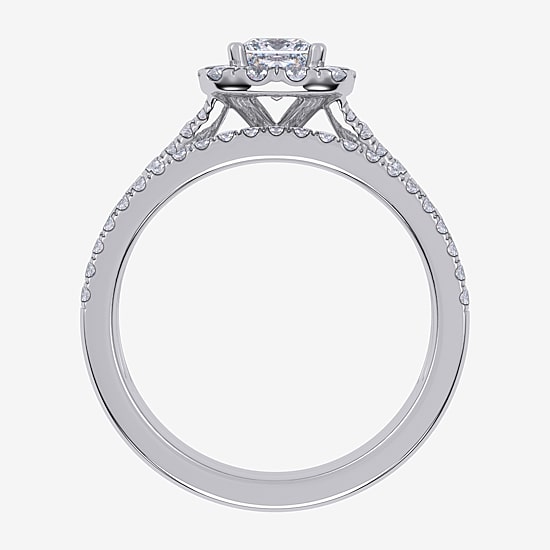 (G / Vs2-Si1) Womens 1 CT. T.W. Lab Grown White Diamond 10K Gold Side Stone Halo Bridal Set
