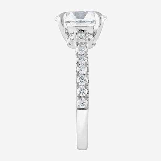 Signature By Modern Bride (F / Vs2) Womens 4 1/2 CT. T.W. Lab Grown White Diamond 14K Gold Round Side Stone Engagement Ring