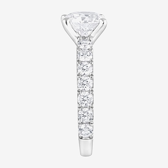 (F / Vs2) Womens 5 CT. T.W. Lab Grown White Diamond 14K Gold Round Side Stone Engagement Ring