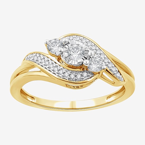 (H-I, I1) Womens 1/4 CT. T.W. Lab Grown White Diamond 14K Gold Over Silver Engagement Ring