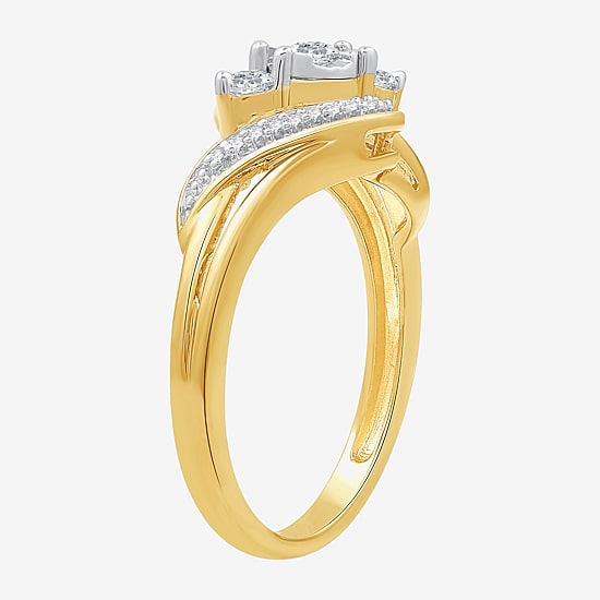 (H-I, I1) Womens 1/4 CT. T.W. Lab Grown White Diamond 14K Gold Over Silver Engagement Ring