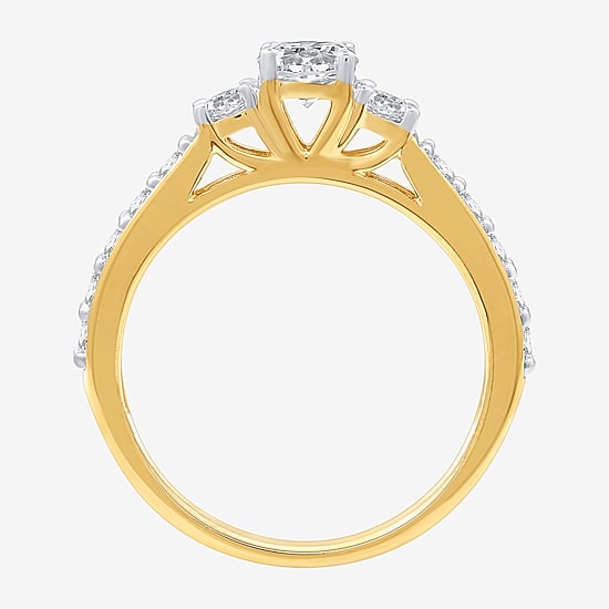 (H-I, I1) Womens 1 CT. T.W. Lab Grown White Diamond 14K Gold Over Silver Engagement Ring