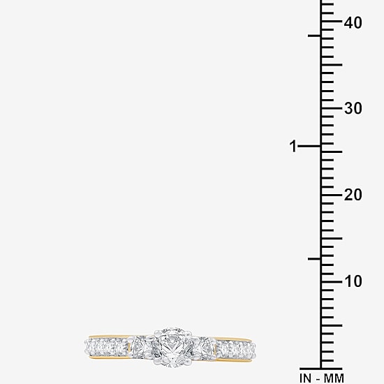 (H-I, I1) Womens 1 CT. T.W. Lab Grown White Diamond 14K Gold Over Silver Engagement Ring