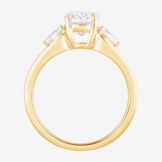 Love Lives Forever (F / Vs2) Womens 1 3/4 CT. T.W. Lab Grown White Diamond 10K Gold Oval 3-Stone Engagement Ring