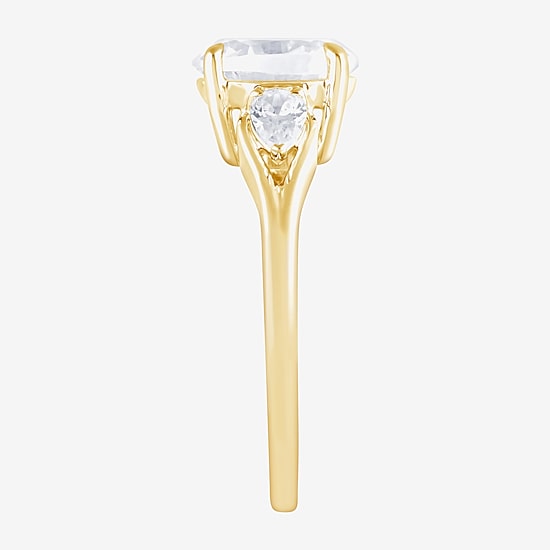 Love Lives Forever (F / Vs2) Womens 1 3/4 CT. T.W. Lab Grown White Diamond 10K Gold Oval 3-Stone Engagement Ring