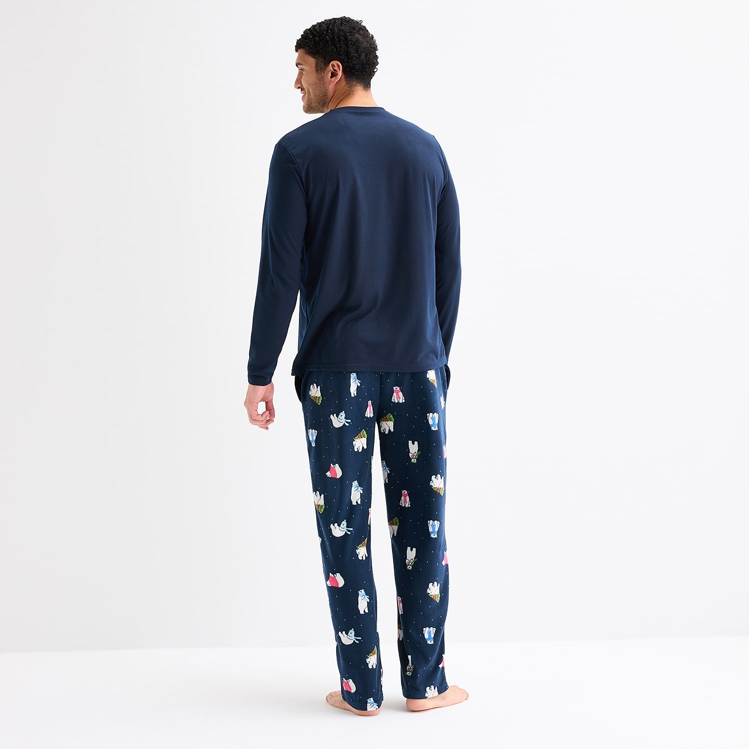 North Pole Trading Co. Polar Bear Mens Crew Neck Long Sleeve 2-pc. Matching Family Pajama Set
