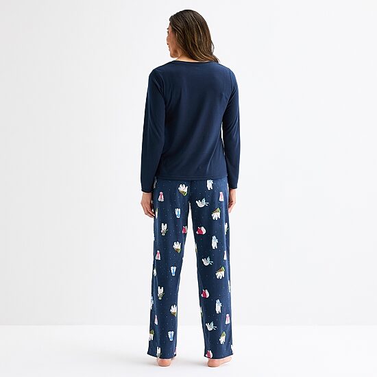 North Pole Trading Co. Polar Bear Womens Crew Neck Long Sleeve 2-pc. Matching Family Pajama Set