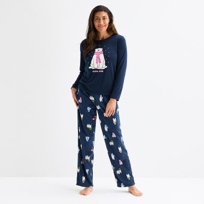North Pole Trading Co. Polar Bear Womens Crew Neck Long Sleeve 2-pc. Matching Family Pajama Set
