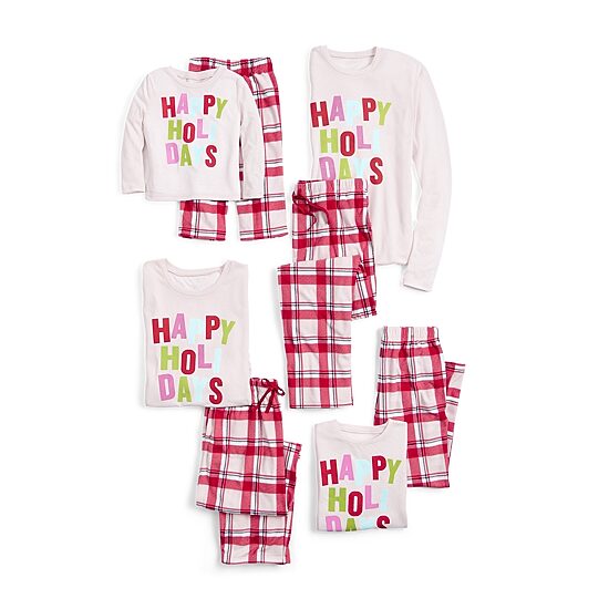 North Pole Trading Co. Happy Holidays Mens Crew Neck Long Sleeve 2-pc. Matching Family Tall Pajama Set