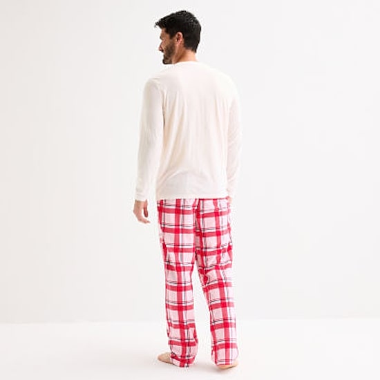 North Pole Trading Co. Happy Holidays Mens Crew Neck Long Sleeve 2-pc. Matching Family Tall Pajama Set
