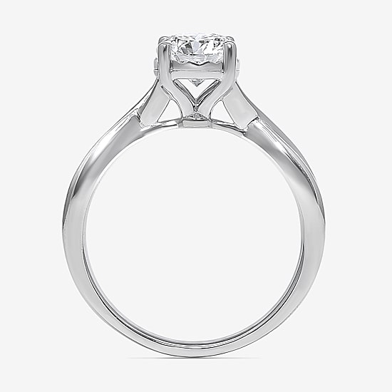 (I / Si2) Womens 1 CT. T.W. Lab Grown White Diamond Sterling Silver Round Solitaire Engagement Ring