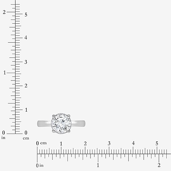 (I / Si2) Womens 2 CT. T.W. Lab Grown White Diamond Sterling Silver Round Solitaire Engagement Ring