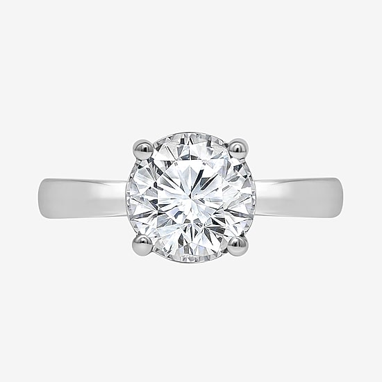 (I / Si2) Womens 2 CT. T.W. Lab Grown White Diamond Sterling Silver Round Solitaire Engagement Ring