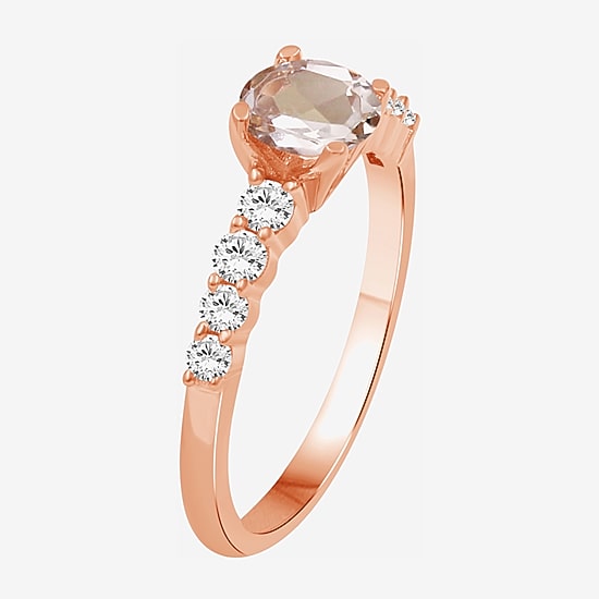 Womens 2 3/4 CT. T.W. Genuine Pink Morganite 10K Gold Round Cocktail Ring