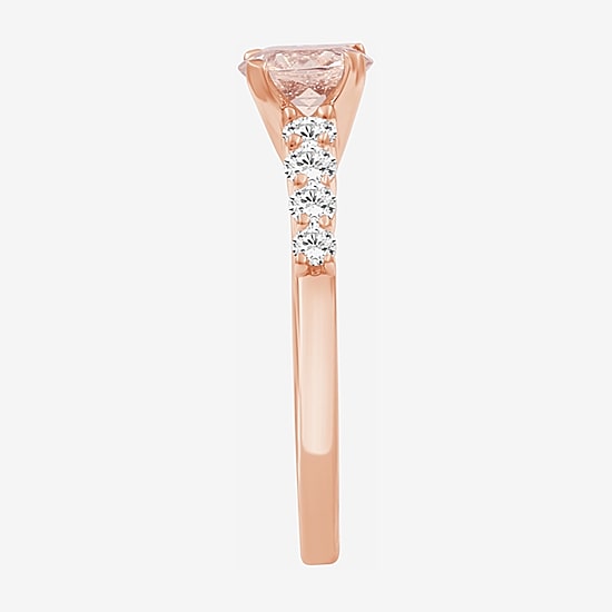 Womens 2 3/4 CT. T.W. Genuine Pink Morganite 10K Gold Round Cocktail Ring