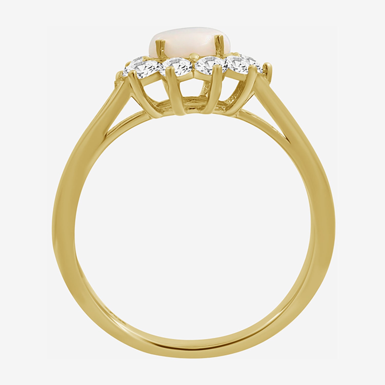Womens 3 5/8 Ct. T.W. Genuine White Opal 10K Gold Round Halo Cocktail Ring