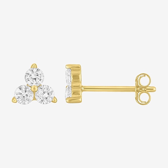 Yes, Please! Womens Lab Created White Sapphire 14K Gold Over Silver 2 Pair Jewelry Set