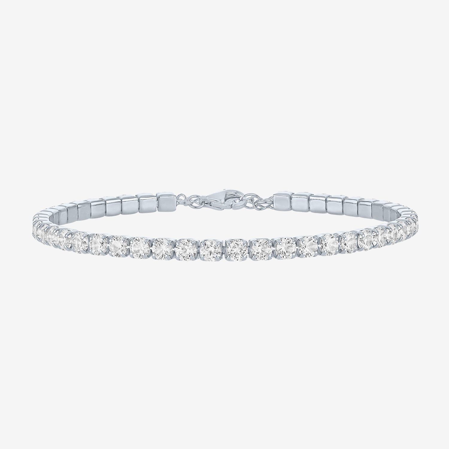 Yes, Please! Womens Lab Created White Sapphire Sterling Silver 6 1/2 Inch Tennis Bracelet